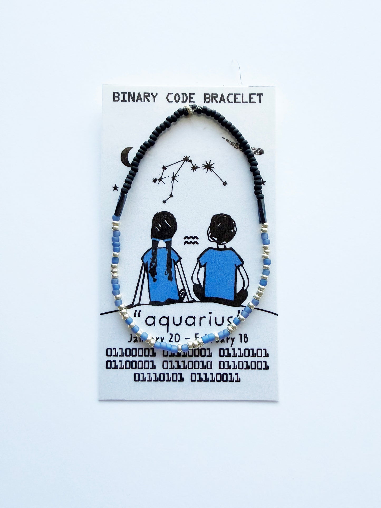 "aquarius" Zodiac Binary Code Bracelet