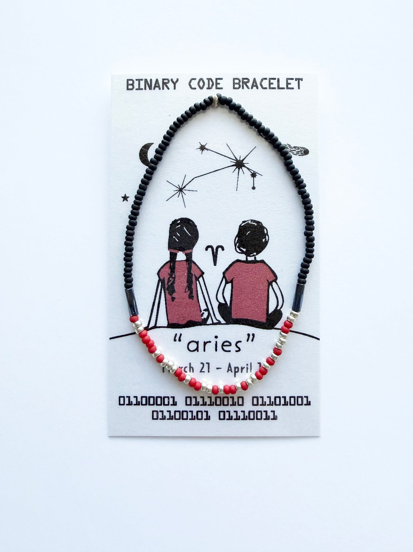 "aries" Zodiac Binary Code Bracelet