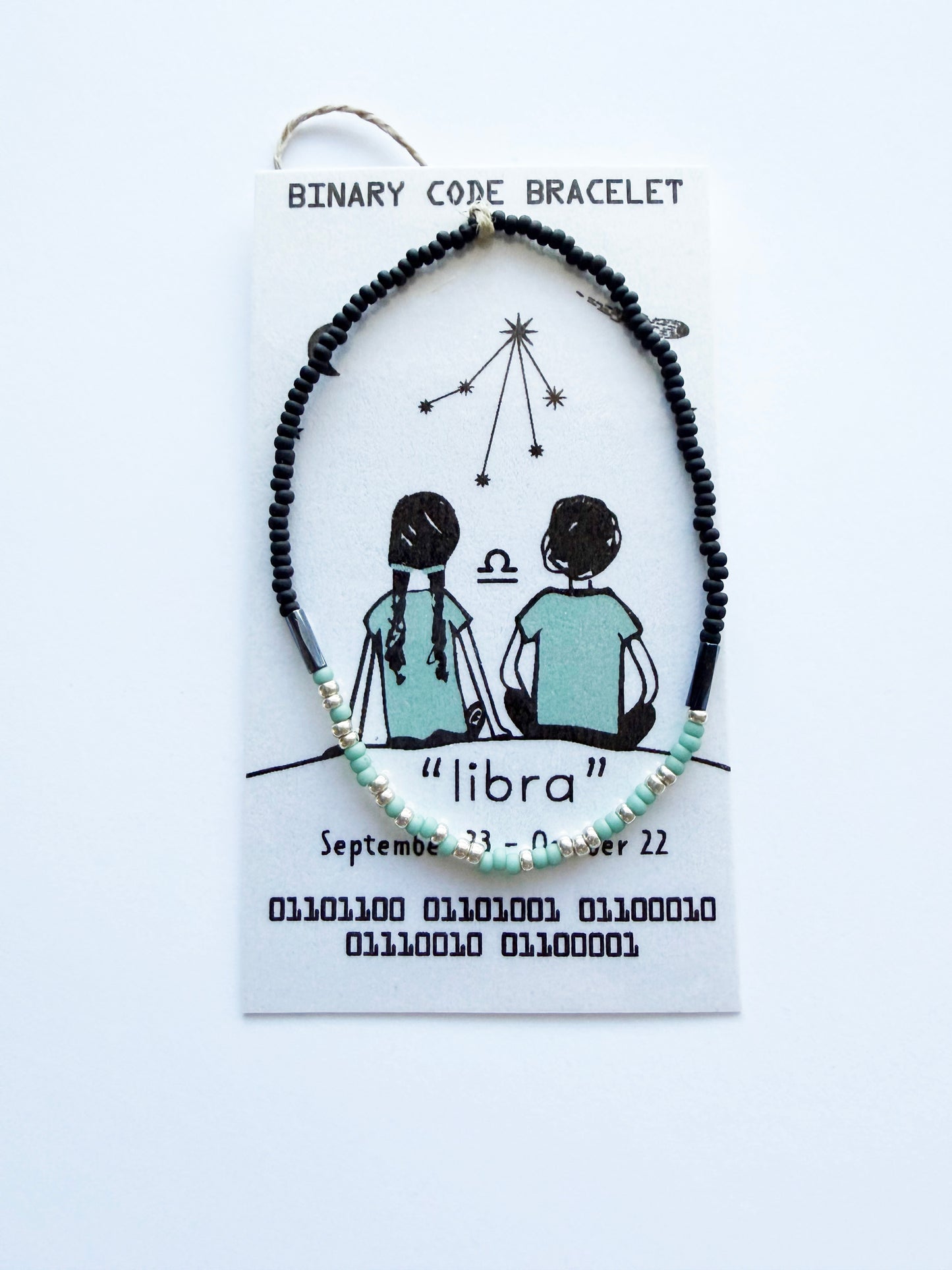 "libra" Zodiac Binary Code Bracelet