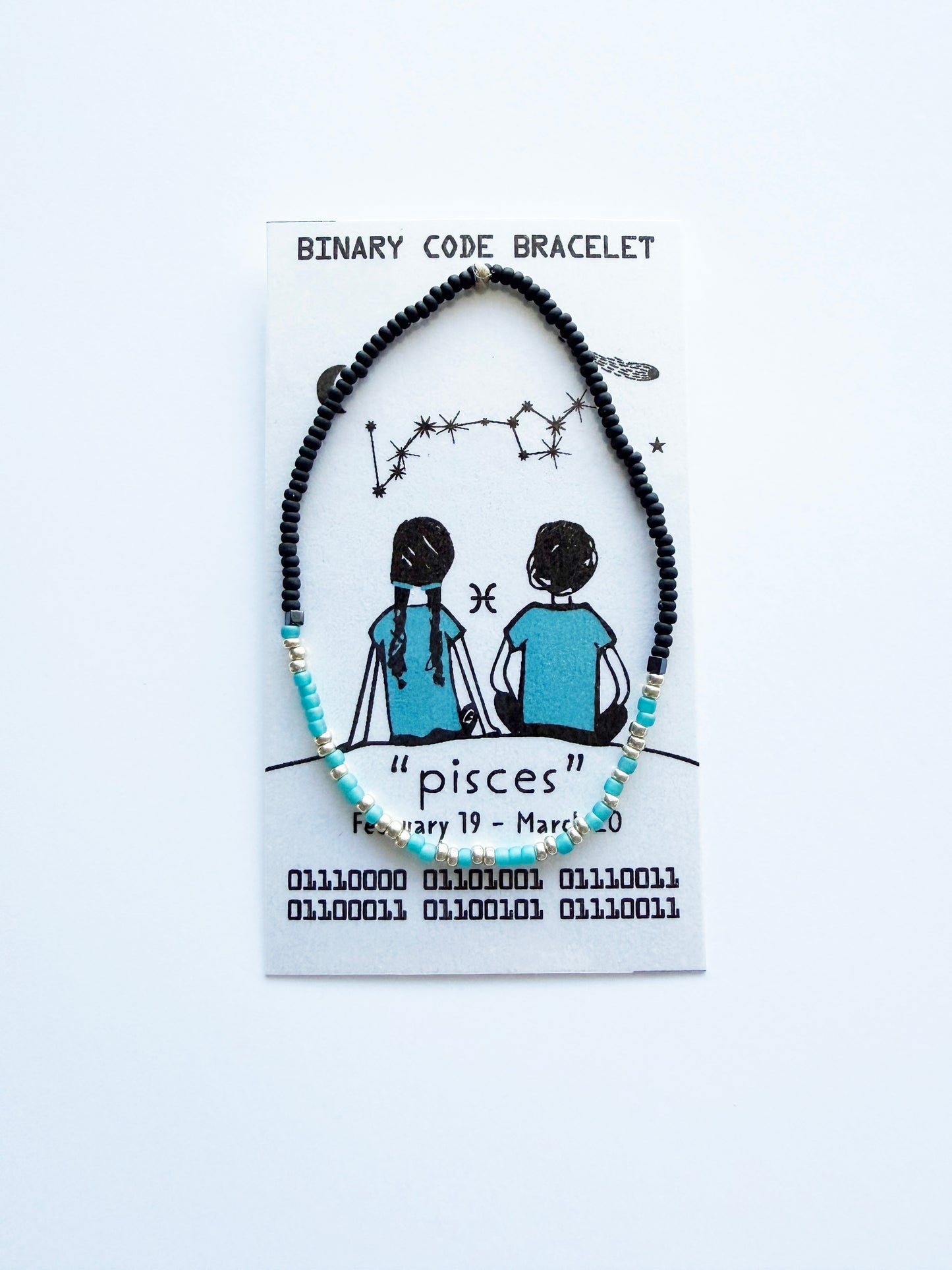"pisces" Zodiac Binary Code Bracelet