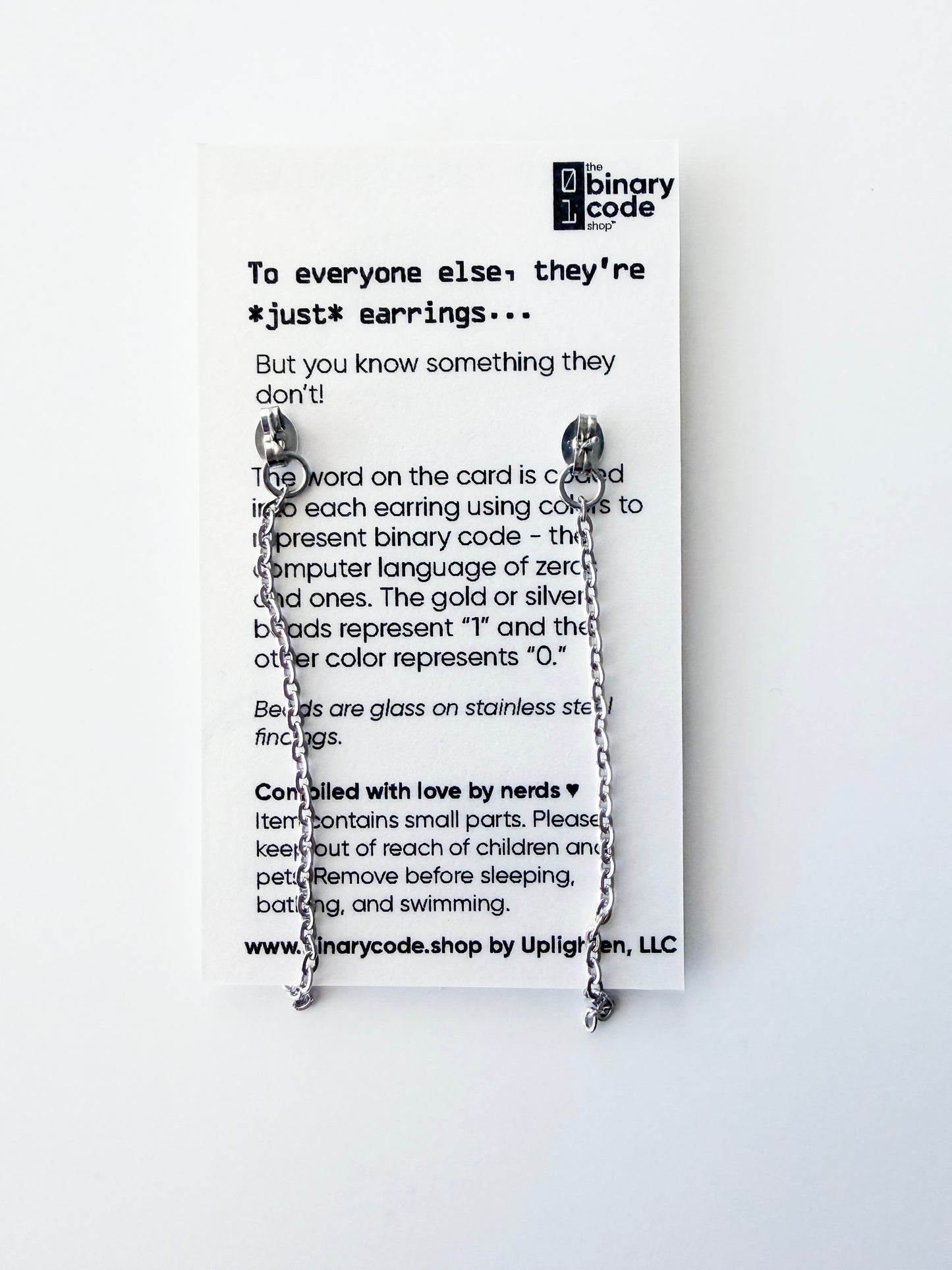 Binary Code "wtf?" Earrings
