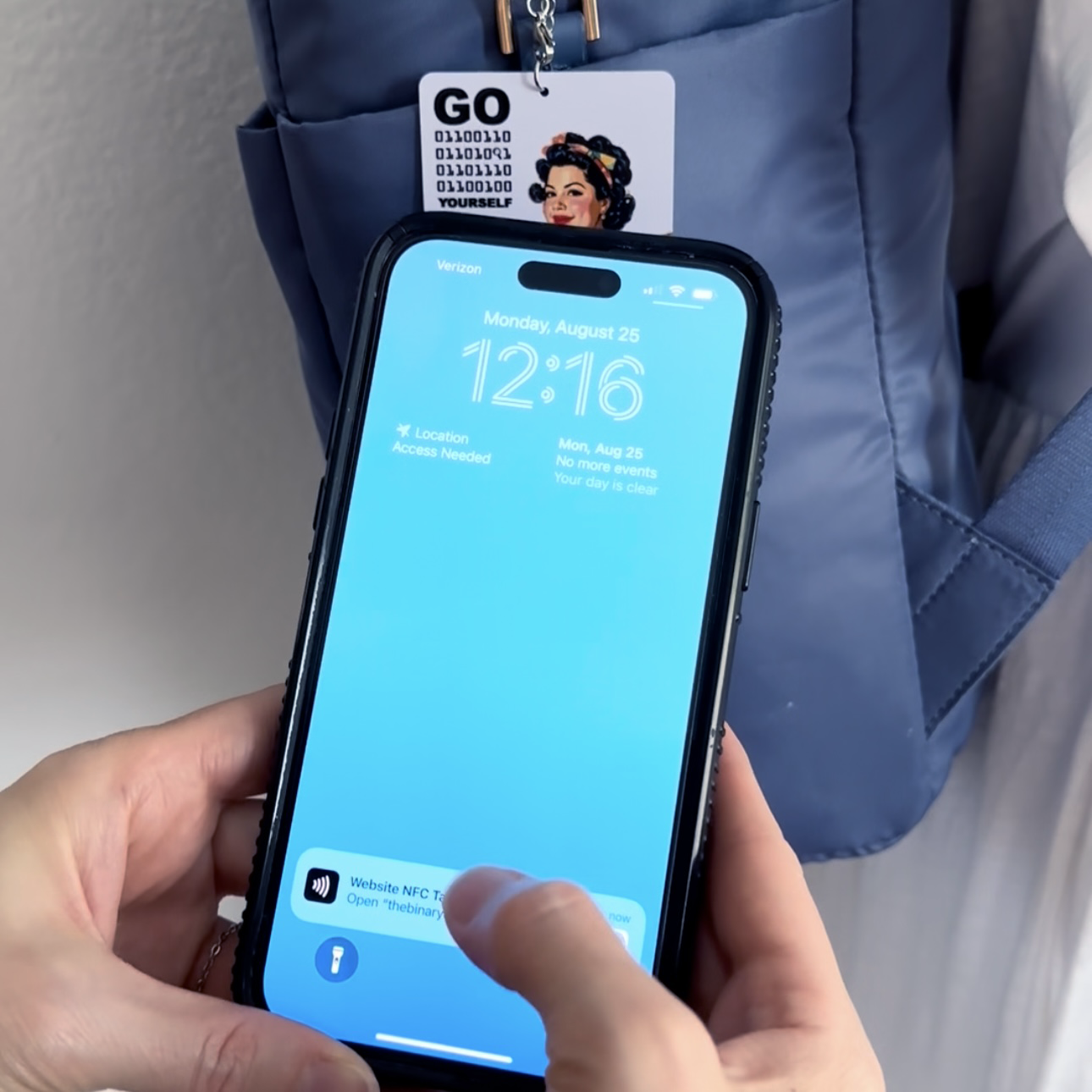 Tappable Interactive Binary Code Bag Tag